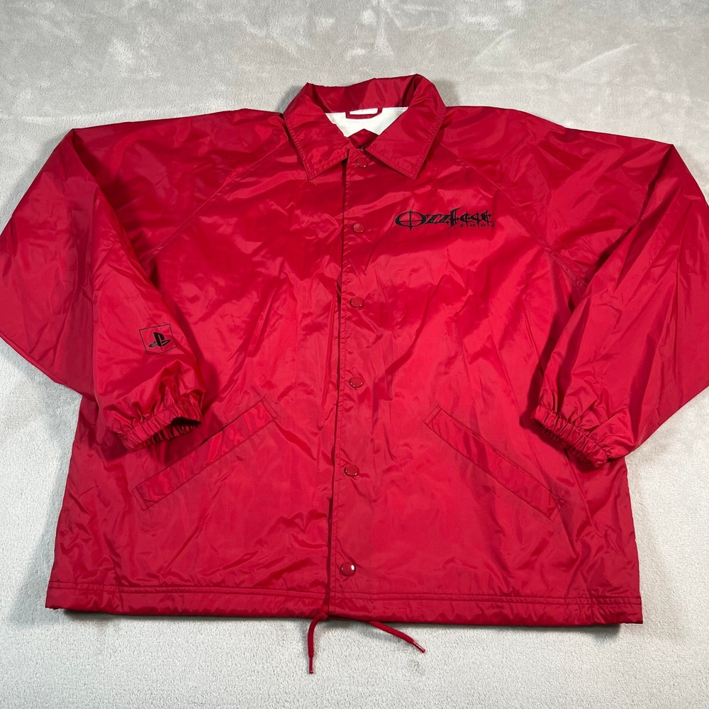 Vintage Ozzfest 2004 PlayStation 2 PS2 Coaches Jacket Port & Co Red Men's Large